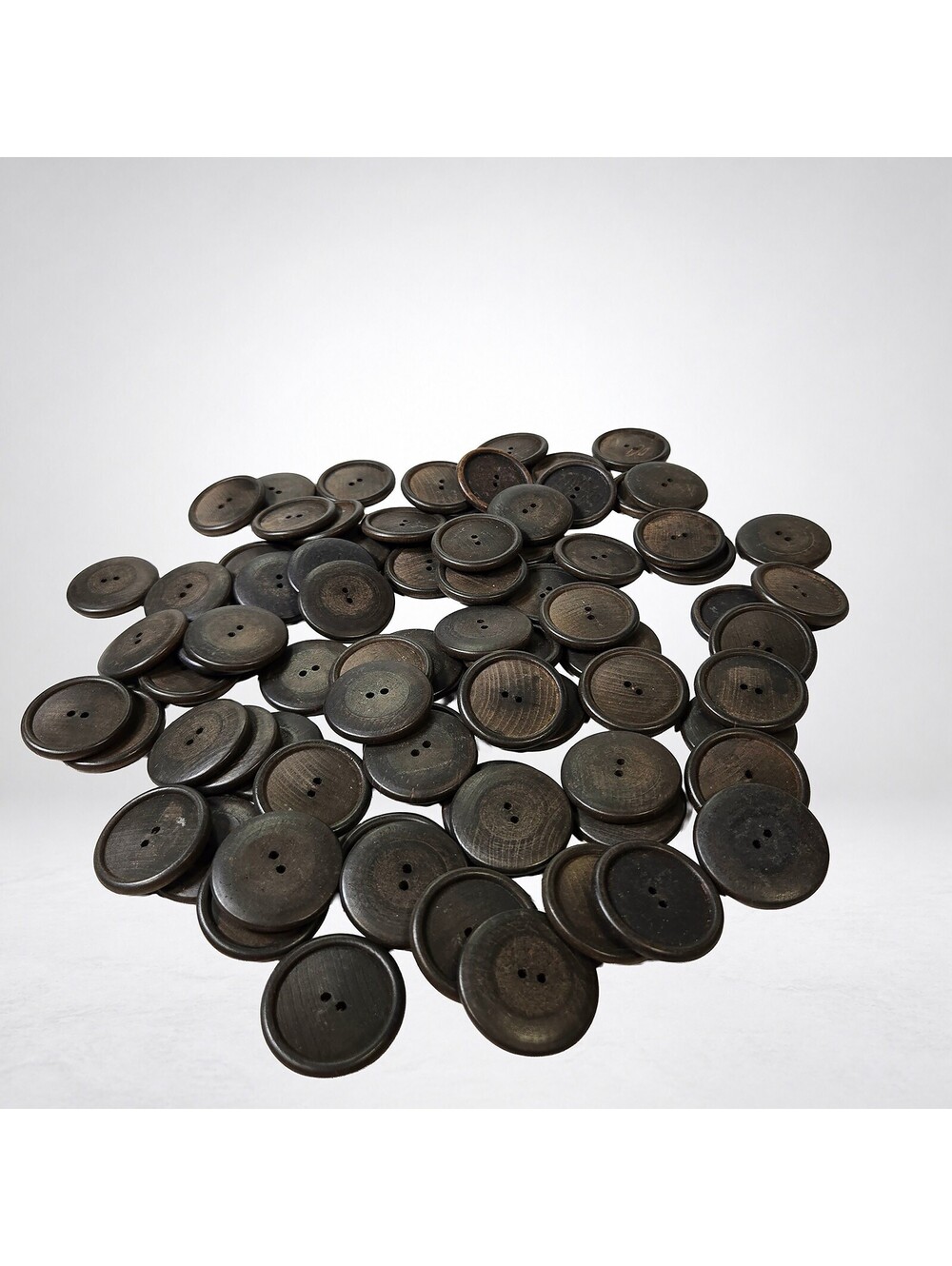75 Vintage Wooden Buttons, 1 3/8in, Stained Dark Brown